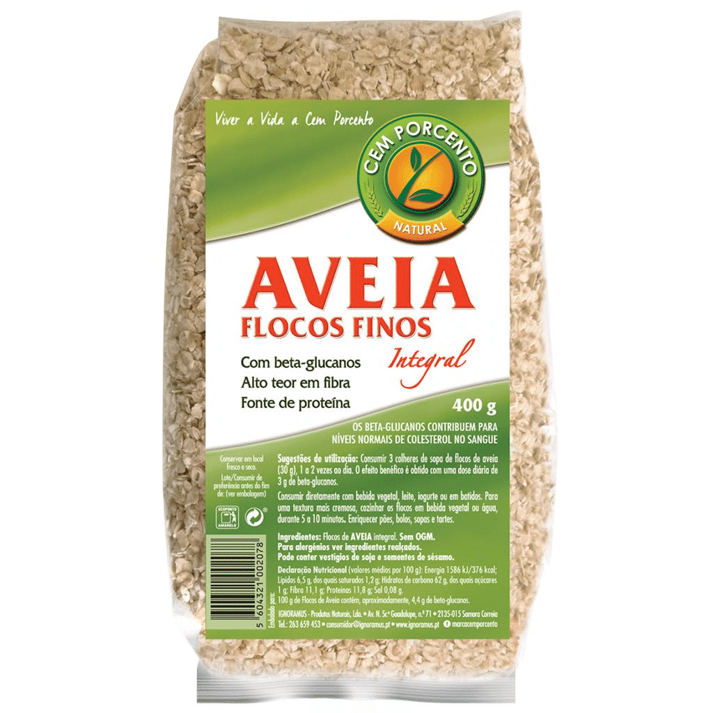 Embalagem de Flocos de Aveia Finos Integrais — 400 g