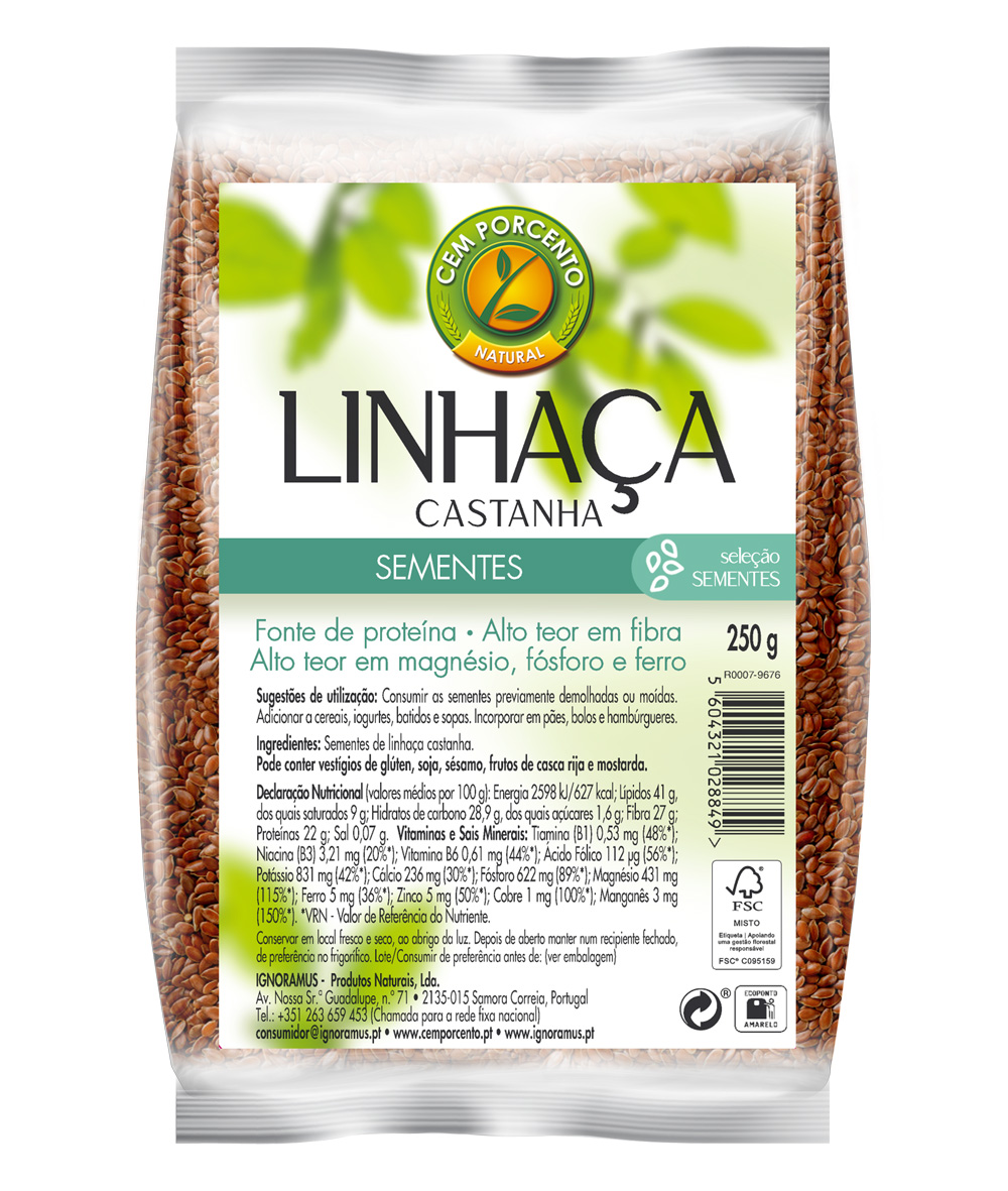 Embalagem de Sementes de Linhaça Castanha — 250 g