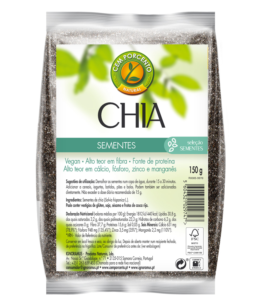 Embalagem de Sementes de Chia — 150 g