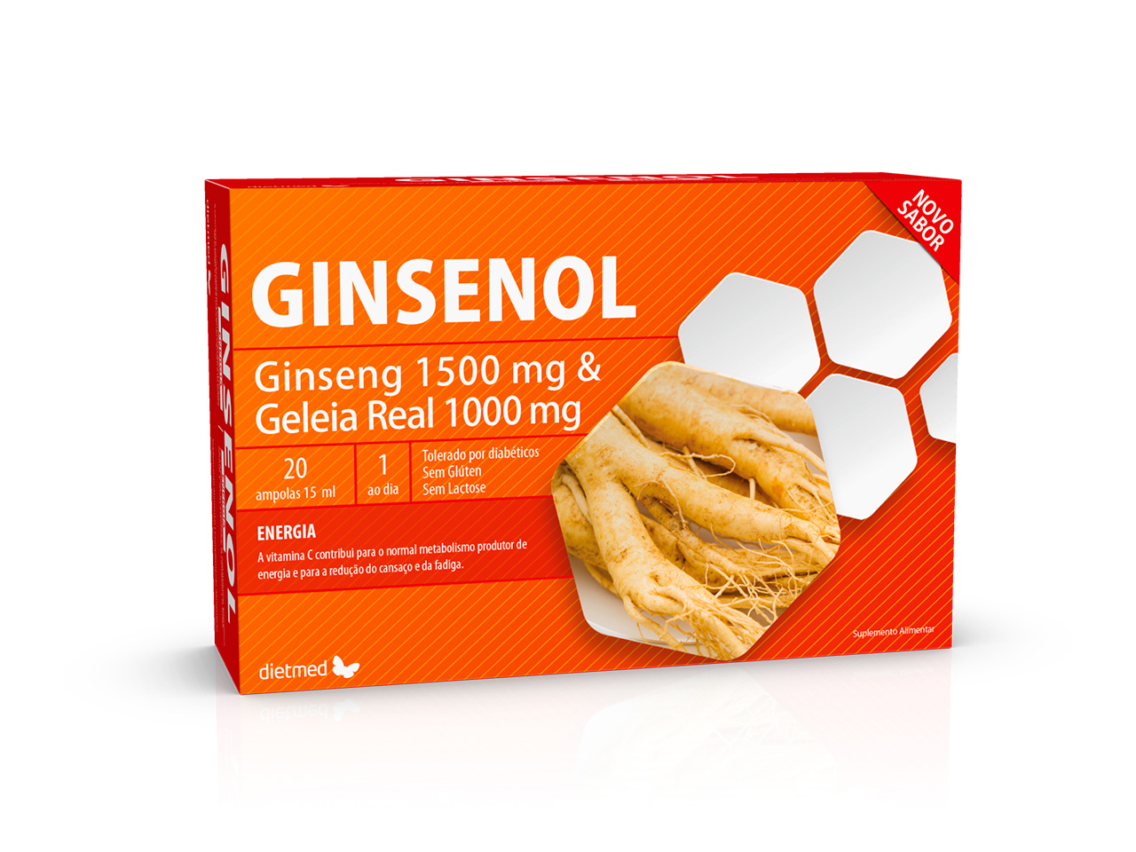 Embalagem de GINSENOL 20 x 15ml ampolas