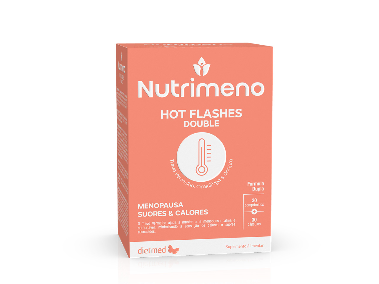 Embalagem de NUTRIMENO HOT FLASHES DOUBLE 30 comprimidos + 30 cápsulas