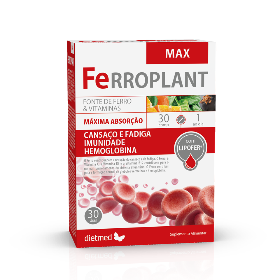 Embalagem de FERROPLANT MAX 30 comprimidos