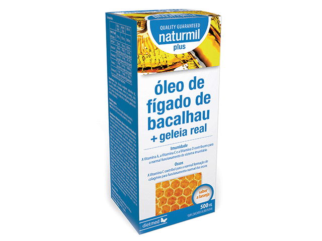 Embalagem de OLEO FIGADO BACALHAU COM GELEIA REAL PLUS 500ml solucao oral