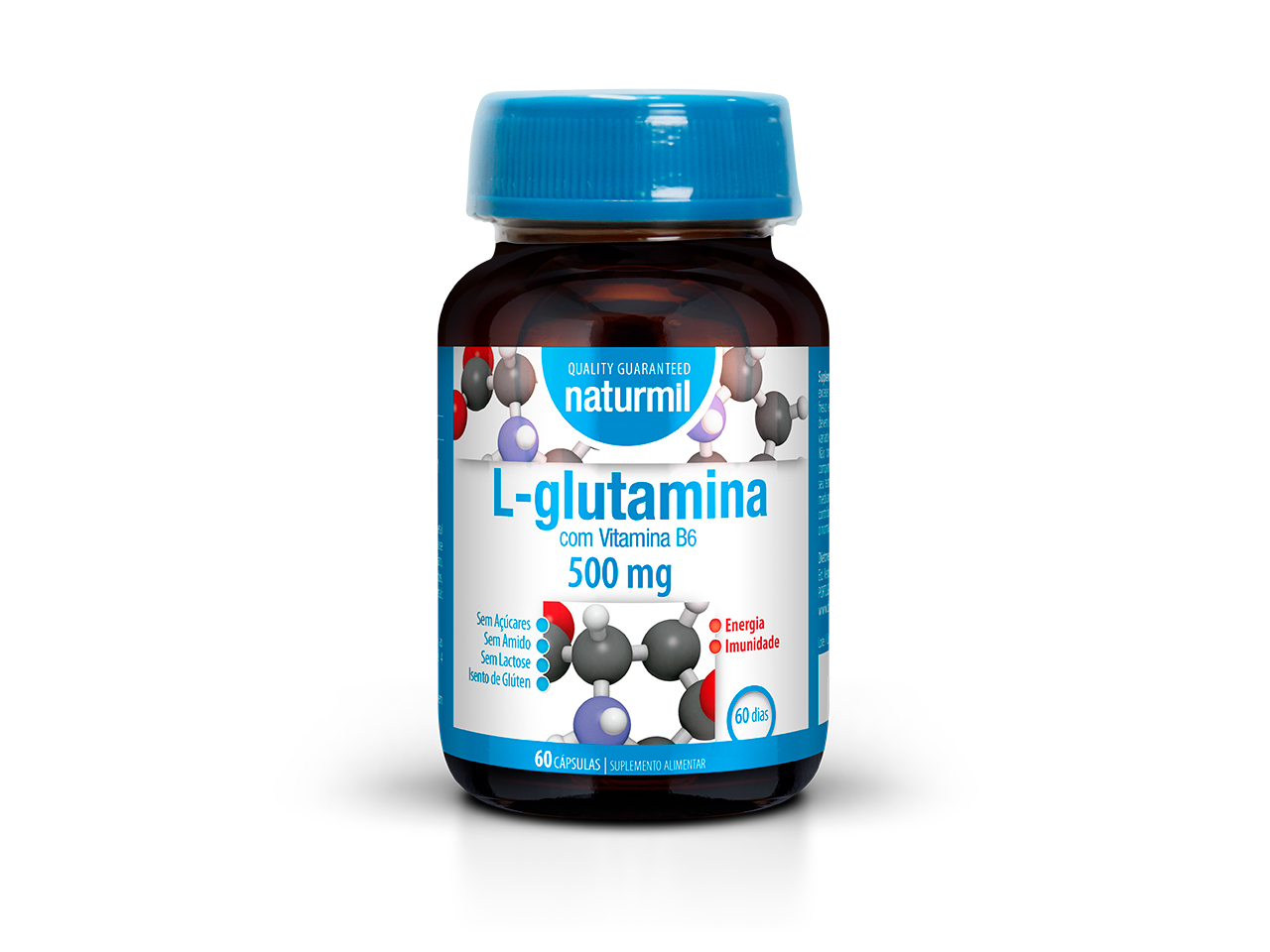 Embalagem de L-GLUTAMINA 500mg 60 cápsulas