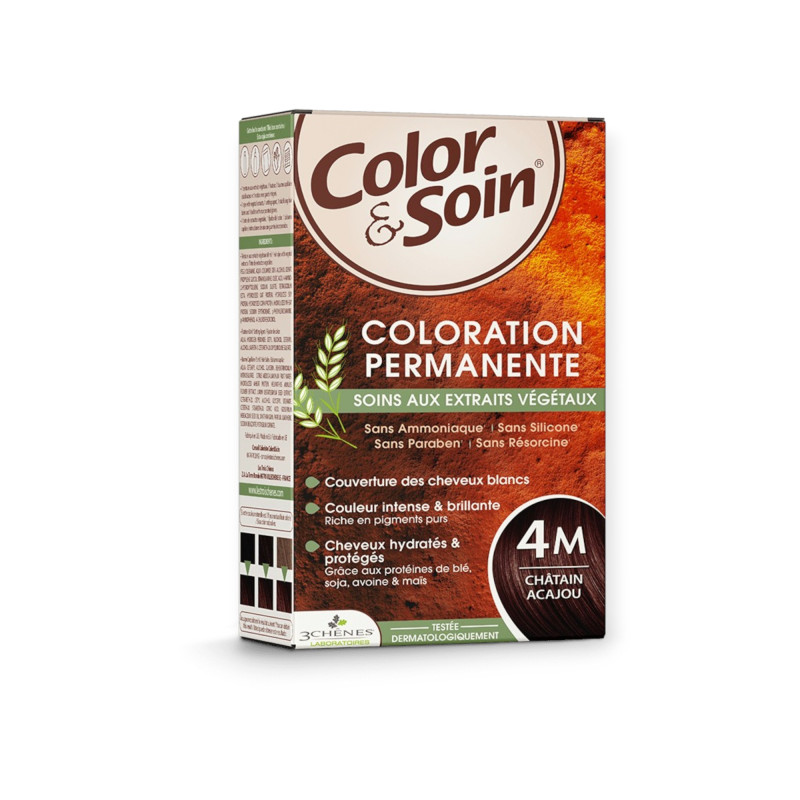 Embalagem de Color & Soin 4M Castanho Acaju — Coloração Permanente