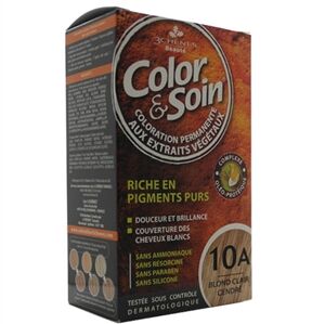 Embalagem de Color & Soin 10A Louro Muito Claro Acinzentado — Coloração Permanente