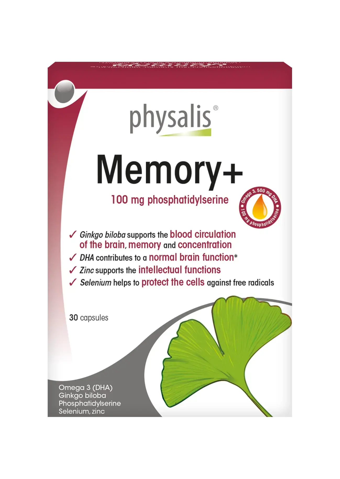 Embalagem de Memory+ — 30 Cápsulas