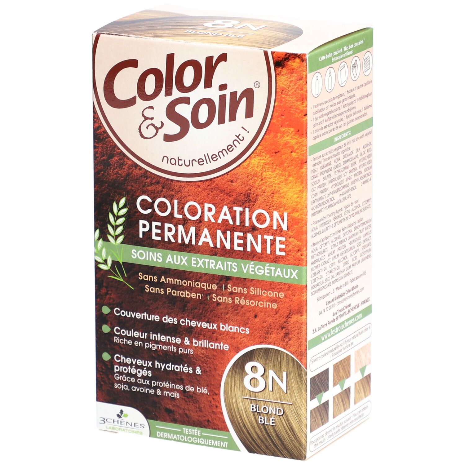 Embalagem de Color & Soin 8N Louro Claro Natural — Coloração Permanente