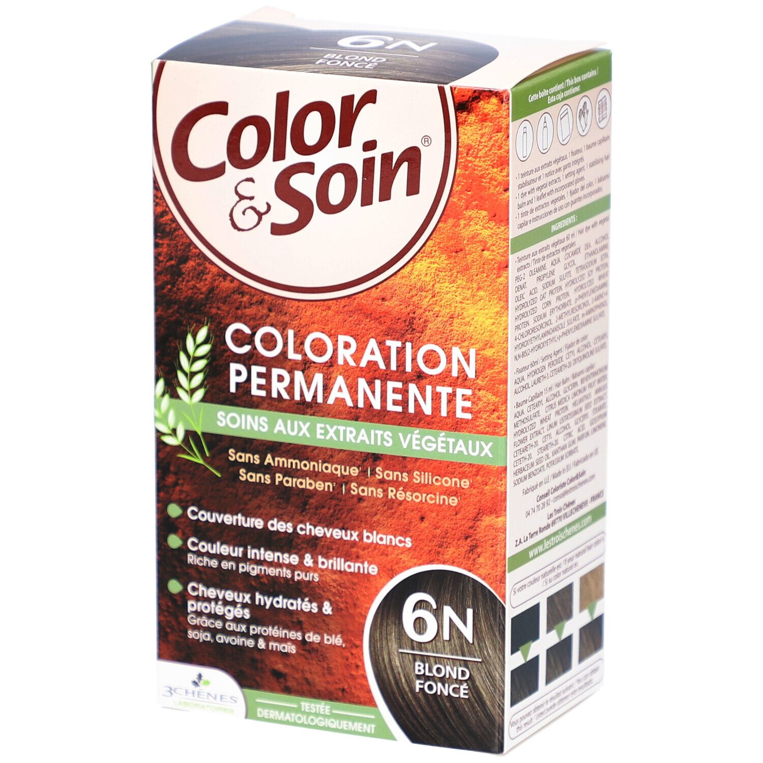 Embalagem de Color & Soin 6N Louro Escuro Natural — Coloração Permanente