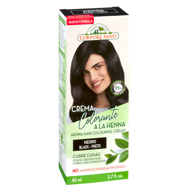 Embalagem de Creme Colorante com Henna Preto — 60 ml