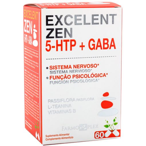 Embalagem de Excelent Zen 5-HTP + GABA Vegan — 60 cápsulas