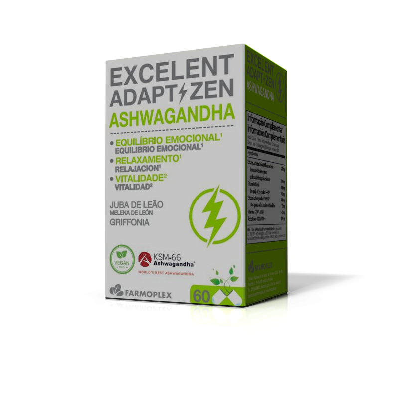 Embalagem de Excellent Adapt Zen Ashwagandha — 60 cápsulas